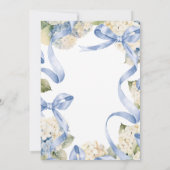 Blauwe linten & hortensia's Elegante bruiloft Kaart (Achterkant)
