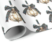 Blauwe linten Kerstversiering Kerstmis Cadeaupapier (Rol Hoek)
