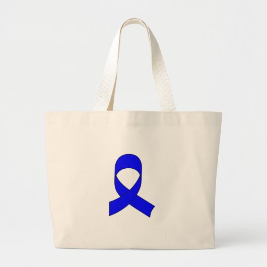 Blauwe linttekening grote tote bag (Voorkant)