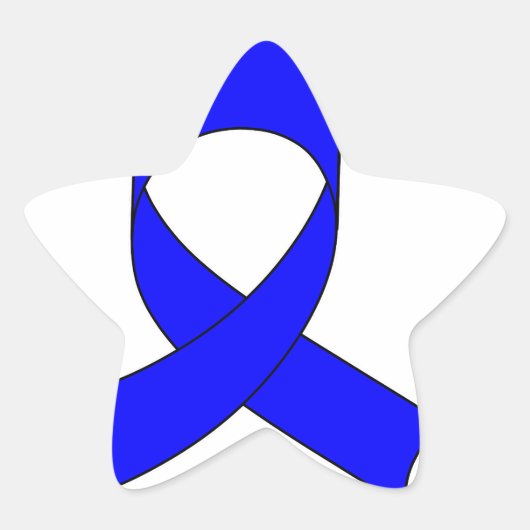 Blauwe linttekening ster sticker (Voorkant)