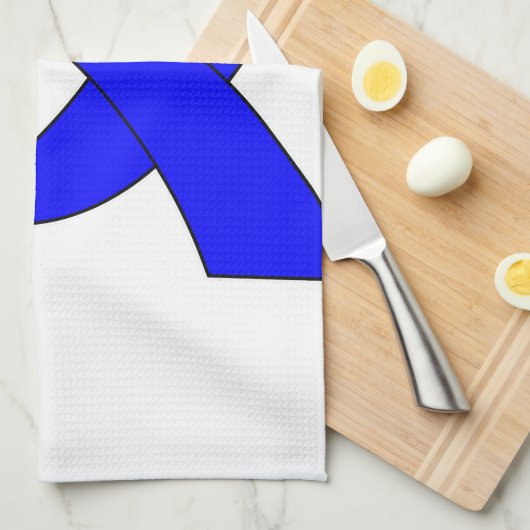 Blauwe linttekening theedoek (Quarter Fold)