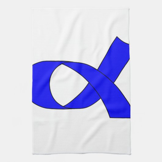 Blauwe linttekening theedoek (Verticaal)