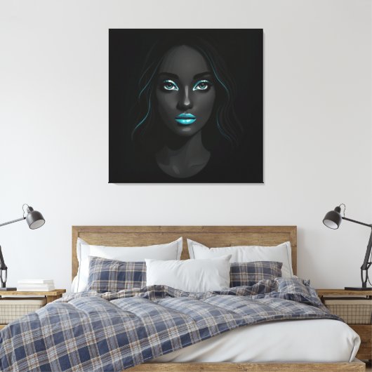 Blauwe lippen Canvas Print (Insitu (Slaapkamer))
