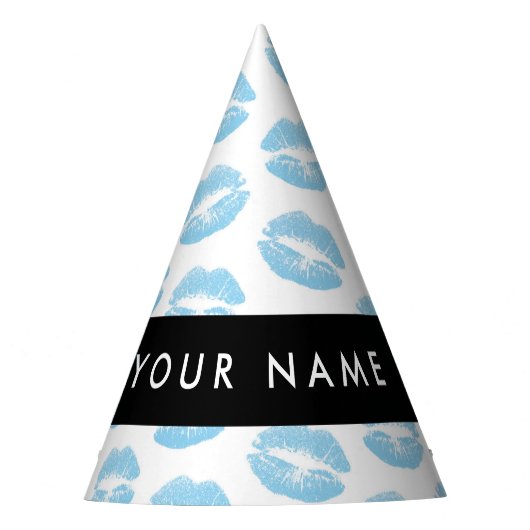 Blauwe lippen, kus, lippenstift, Jouw naam, person Feesthoedjes (Voorkant)