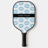 Blauwe lippen, kus, lippenstift, Jouw naam, person Pickleball Paddle (Voorkant)