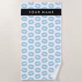 Blauwe lippen, kus, lippenstift, Jouw naam, person Strandlaken (Voorkant)