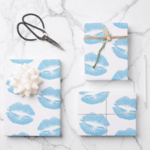Blauwe Lippen, Lippenpatroon, Blauwe Lippenstift, Inpakpapier Vel