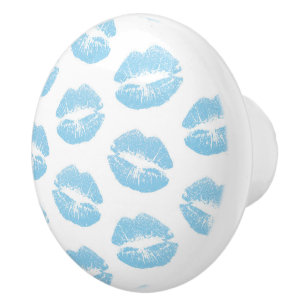 Blauwe Lippen, Lippenpatroon, Blauwe Lippenstift, Keramische Knop