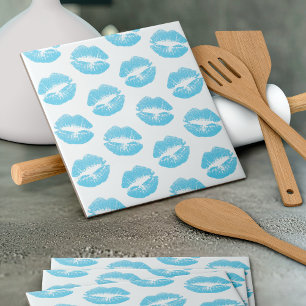 Blauwe Lippen, Lippenpatroon, Blauwe Lippenstift,  Tegeltje