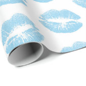 Blauwe lippen, patroon van lippen, blauwe lippenst cadeaupapier (Rol Hoek)
