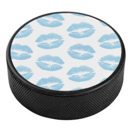 Blauwe lippen, patroon van lippen, blauwe lippenst hockey puck