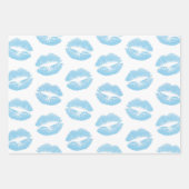 Blauwe lippen, patroon van lippen, blauwe lippenst inpakpapier vel (Voorkant 3)