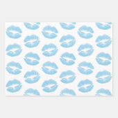 Blauwe lippen, patroon van lippen, blauwe lippenst inpakpapier vel (Voorkant)