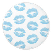 Blauwe lippen, patroon van lippen, blauwe lippenst keramische knop (Voorkant)