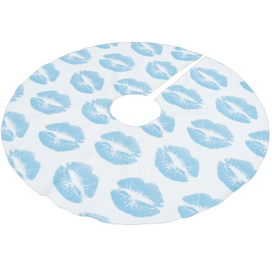 Blauwe lippen, patroon van lippen, blauwe lippenst kerstboom rok (Gekanteld)