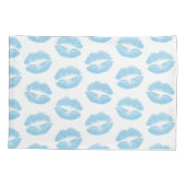 Blauwe lippen, patroon van lippen, blauwe lippenst kussensloop (Achterkant)