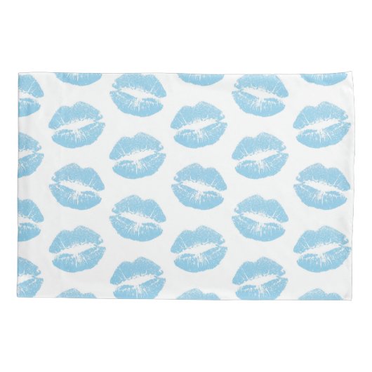 Blauwe lippen, patroon van lippen, blauwe lippenst kussensloop (Achterkant)