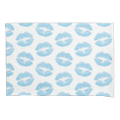 Blauwe lippen, patroon van lippen, blauwe lippenst kussensloop (Voorkant)