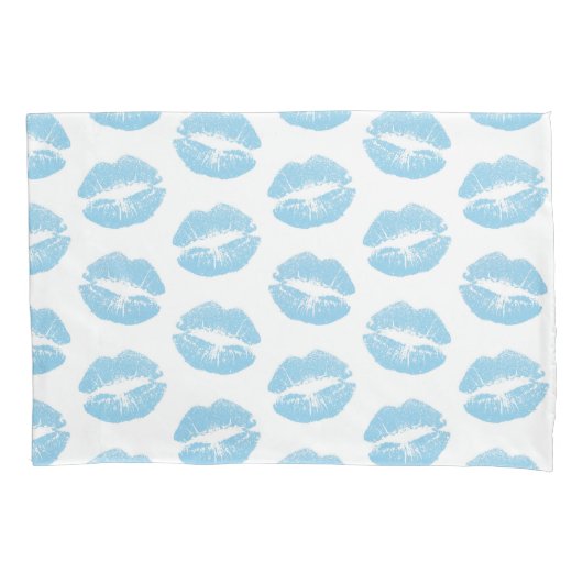 Blauwe lippen, patroon van lippen, blauwe lippenst kussensloop (Voorkant)