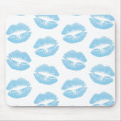 Blauwe lippen, patroon van lippen, blauwe lippenst muismat (Voorkant)