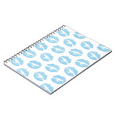 Blauwe lippen, patroon van lippen, blauwe lippenst notitieboek (Linkerzijde)