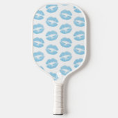 Blauwe lippen, patroon van lippen, blauwe lippenst pickleball paddle (Achterkant)
