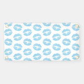 Blauwe lippen, patroon van lippen, blauwe lippenst spandoek (Horizontaal)