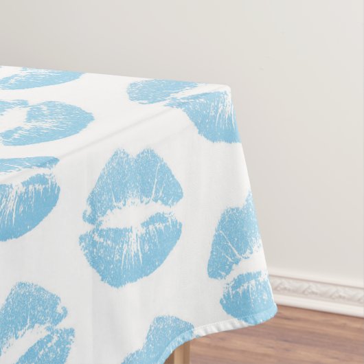 Blauwe lippen, patroon van lippen, blauwe lippenst tafelkleed (Voorbeeld)