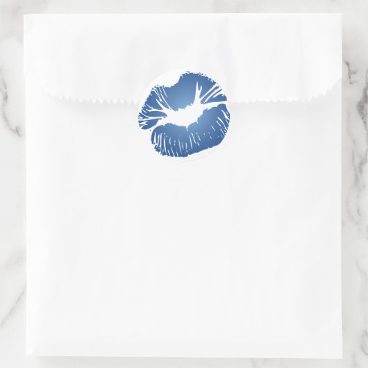 Blauwe lippen ronde sticker (Tas)
