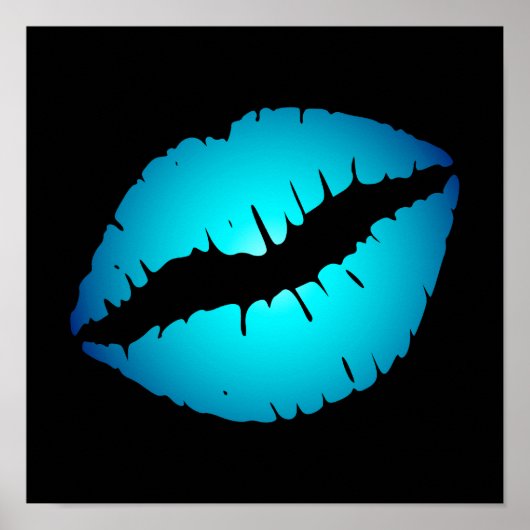 Blauwe lipstick poster (Voorkant)