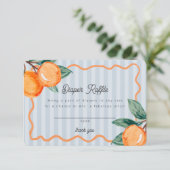 Blauwe Little Cutie Pastel Citrus Luier Raffle Informatiekaartje (Staand voorkant)