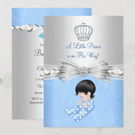 Blauwe Little Prince Baby Shower Uitnodiging