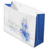 Blauwe lobelia bloemen witte blauwe cadeautas (Voorkant Gekanteld)