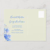 Blauwe lobelia waterverf kunst behalve datum aankondigingskaart (Achterkant)