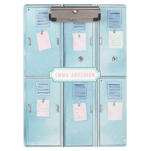 Blauwe Lockers op de Middelbare School Klembord (Voorkant)