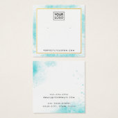 Blauwe logo grens waterverf vierkante visitekaartjes (Voorkant /achterkant)