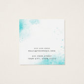 Blauwe logo grens waterverf vierkante visitekaartjes (Achterkant)