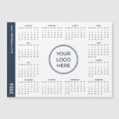 Blauwe Logo Hier 2026 witte magnetische kalender (Voorkant)