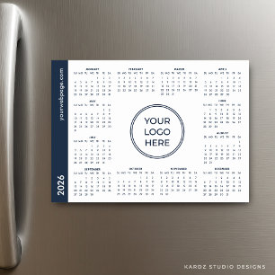 Blauwe Logo Hier 2026 witte magnetische kalender