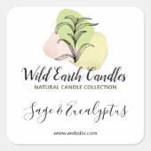 Blauwe Logo-kaarsenlabels Vierkante Sticker (Voorkant)