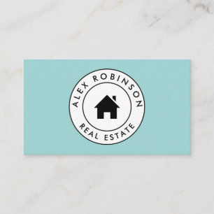 Blauwe logo onroerend goed visitekaartje