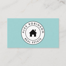 Blauwe logo onroerend goed visitekaartje