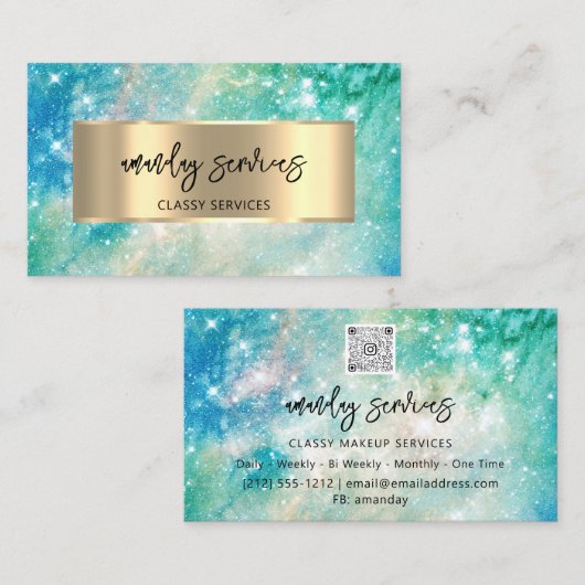 Blauwe Logo QR-code Winkelbanden Visitekaartje (Voorkant / Achterkant)