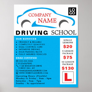 Blauwe Logo, Rijschool, Instructeur Advert Poster