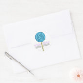 Blauwe Lollipop Ronde Sticker (Envelop)