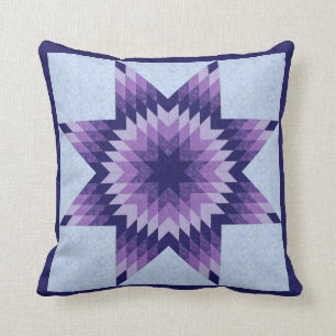 Blauwe Lone Star Quilt Ontwerp Kussen