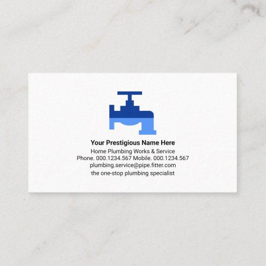 Blauwe Loodgieter Home Piping Visitekaartje (Achterkant)