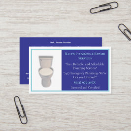 Blauwe loodgieter sanitair diensten toilet visitekaartje