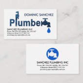 Blauwe Loodgieter Waterdrop Signage Visitekaartje (Voorkant / Achterkant)