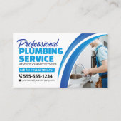 Blauwe loodgietersservice reparatie loodgietersaan visitekaartje (Voorkant)